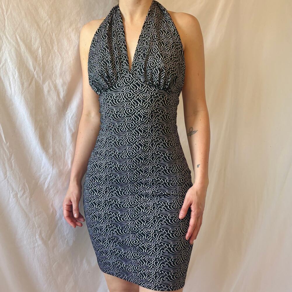 Vintage Betsey Johnson Punk Label 80s Halter Body Con Dress